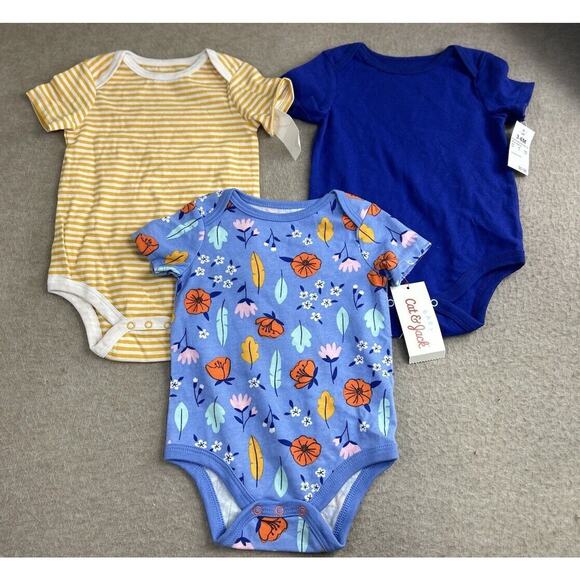 Cat & Jack Girls 3 Piece Bodysuit Set Size NB Newborn Easygoing Blue New - Picture 5 of 6